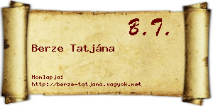 Berze Tatjána névjegykártya